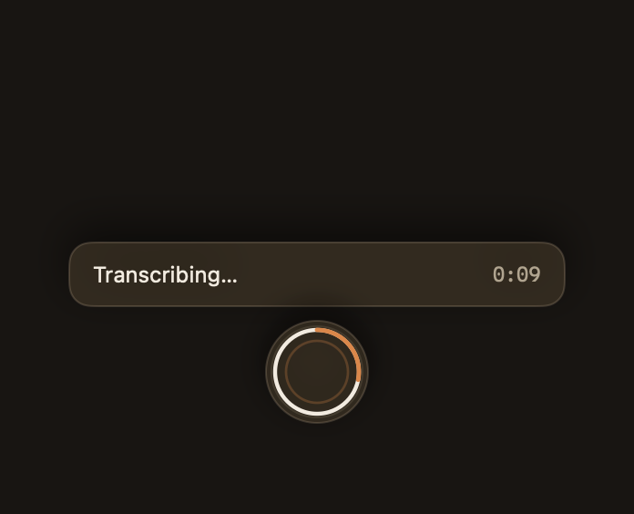 MindDrip finishing a nine-second take locally on the Mac.